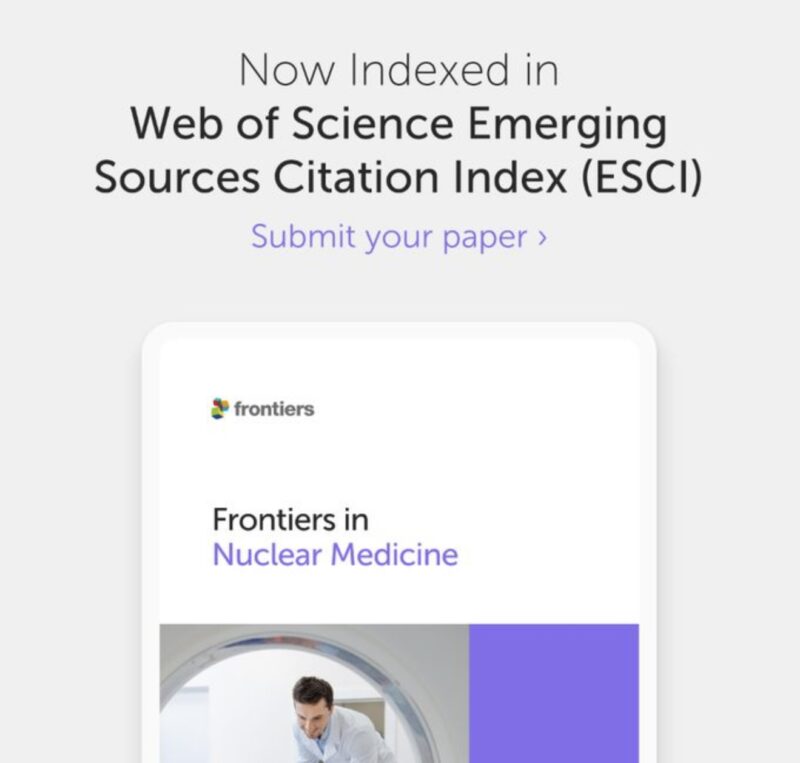 Brittney Abernathy: Excited to share that Frontiers in Nuclear Medicine has been indexed in Web of Science