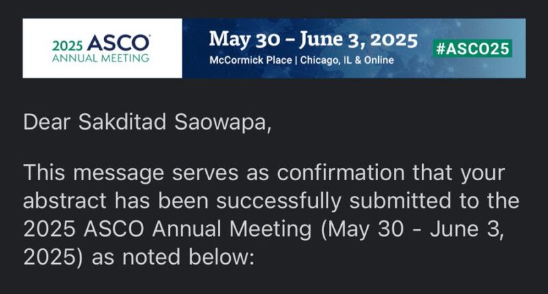 Sakditad Saowapa: Excited to Submit My ASCO25 Abstract and Join the Epic Oncology Gathering in Chicago