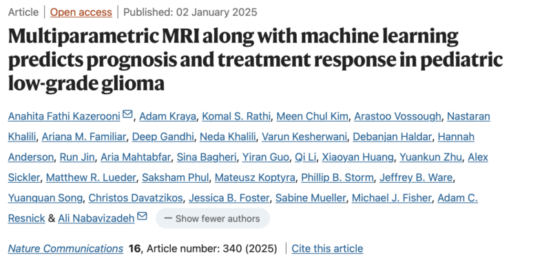 Ali Nabavizadeh: The link between radiomics and immunological traits in pediatric low-grade glioma