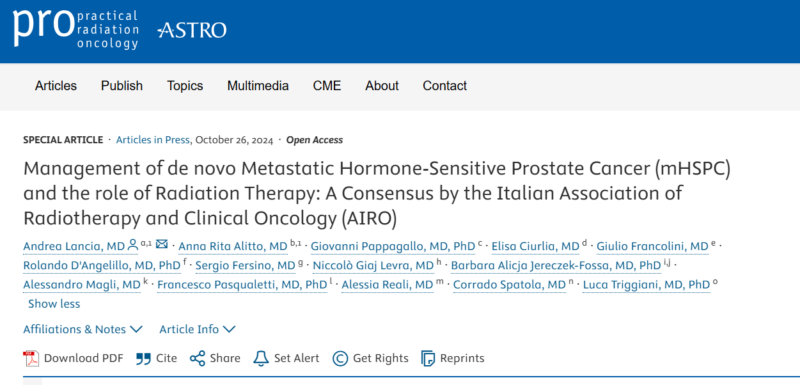 Bridging the gap between Radiotherapy and mHSPC - Andrea Lancia