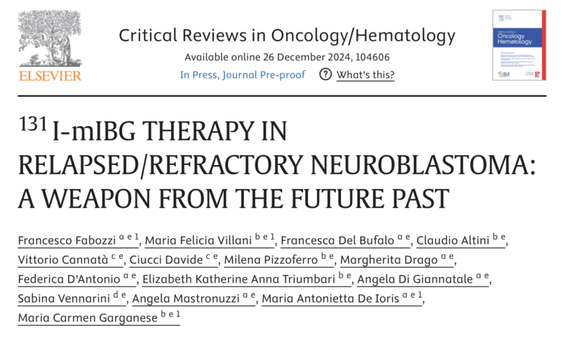 Angela Mastronuzzi: 131 I-mIBG therapy in relapsed/refractory neuroblastoma