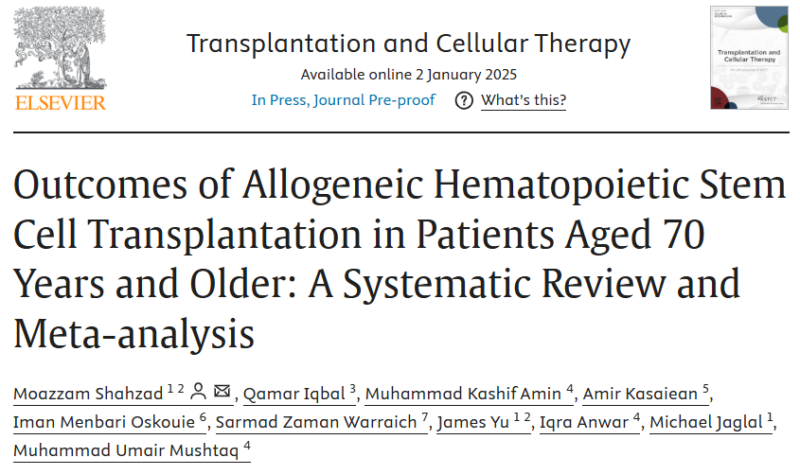 Muhammad Umair Mushtaq: Outcomes of Allogeneic Hematopoietic Stem Cell Transplantation