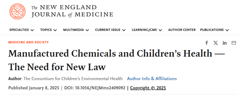 Manufactured Chemicals and Children’s Health - The Need for New Law