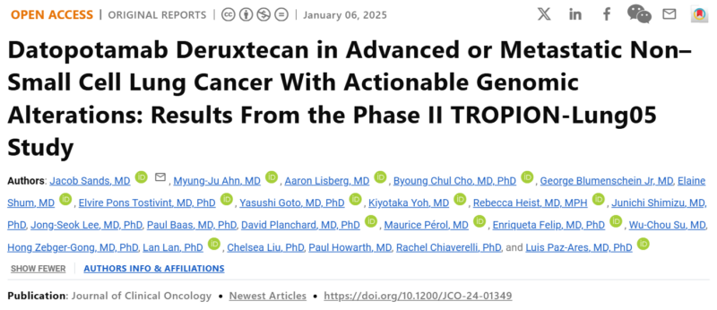 Biagio Ricciuti: Datopotamab Deruxtecan in Advanced/Metastatic NSCLC by Jacob Sands et al.