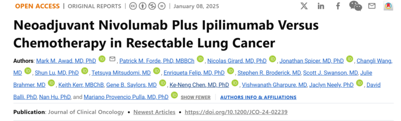 Patrick Forde: Neoadjuvant Nivolumab Plus Ipilimumab Versus Chemotherapy in Resectable Lung Cancer