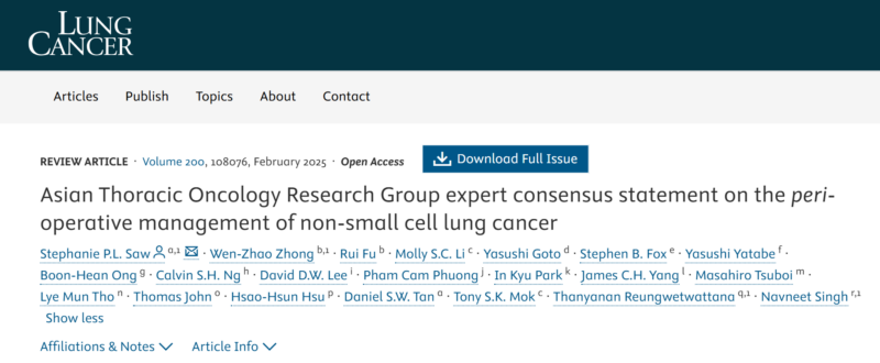 Navneet Singh: Expert consensus statement on the peri-operative management of NSCLC