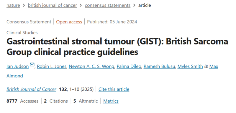 Elvina Almuradova: The British Sarcoma Group has released updated clinical practice guidelines on GISTs