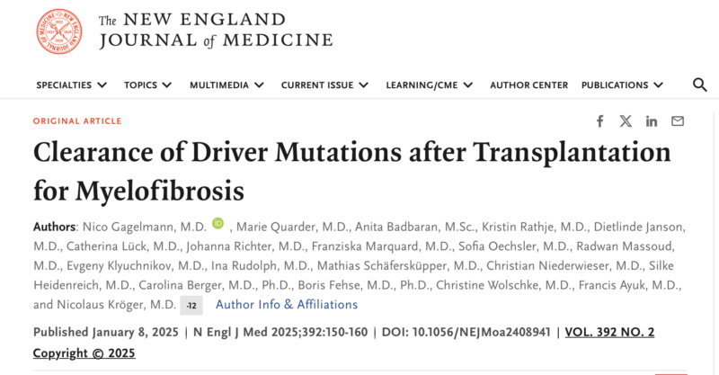 Clearance of Driver Mutations after Transplantation for Myelofibrosis by Nico Gagelmann et al.