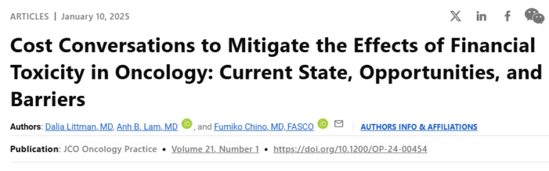 Financial Toxicity in Oncology: Impact and Proposed Solutions in JCO Oncology Practice