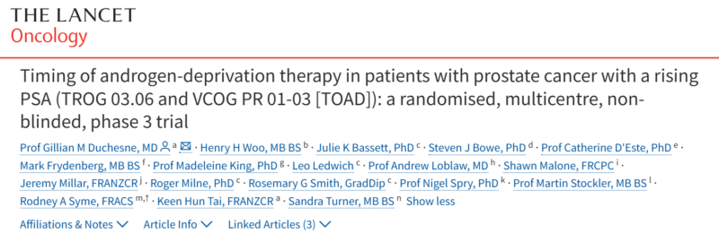 Timing of ADT in patients with prostate cancer with a rising PSA