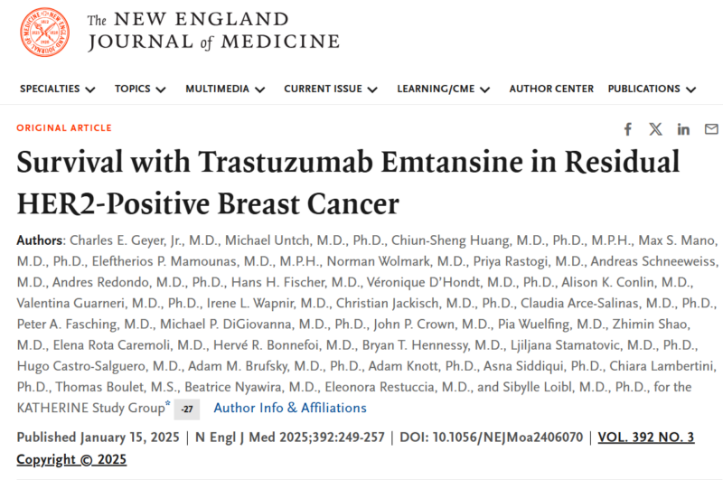 Survival with Trastuzumab Emtansine in Residual HER2-Positive Breast Cancer