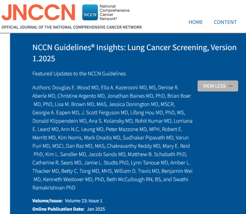 NCCN Guidelines Insights: Lung Cancer Screening, Version 1.2025