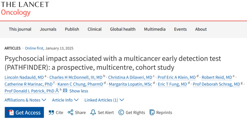 Psychosocial impact associated with a multicancer early detection test (PATHFINDER)