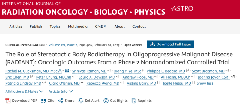 The Role of Stereotactic Body Radiotherapy in Oligoprogressive Malignant Disease (RADIANT)