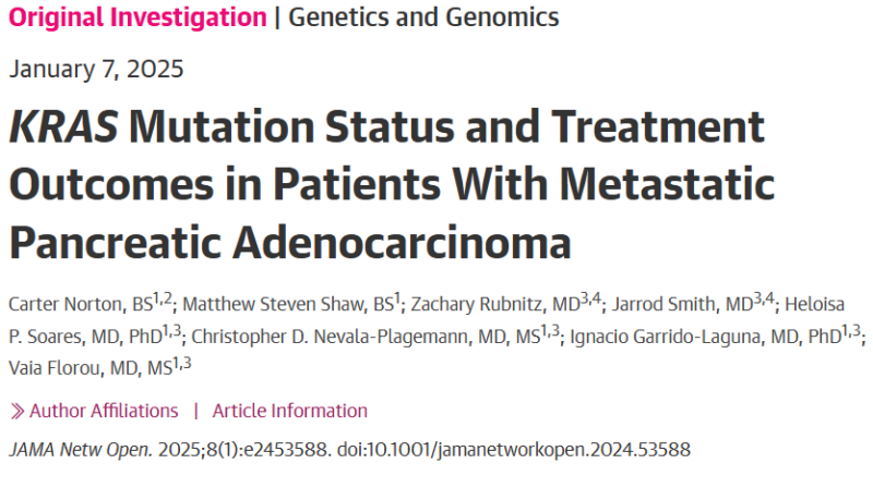 KRAS Mutation Status and Treatment Outcomes in Patients with Metastatic Pancreatic Adenocarcinoma