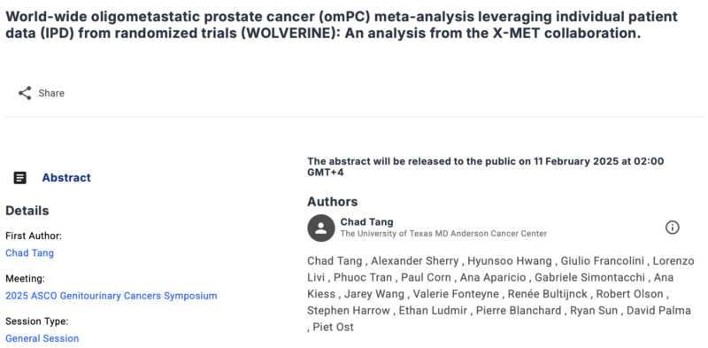 Piet Ost: Does SBRT for oligorecurrent prostate cancer improve OS as compared to SOC?