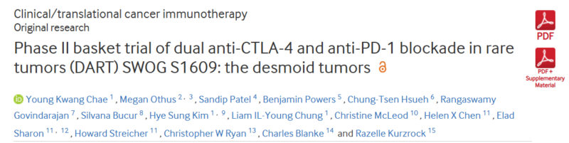 Razelle Kurzrock: Phase II trial of dual anti-CTLA-4 and anti-PD-1 blockade in rare tumors SWOG/NCI experience