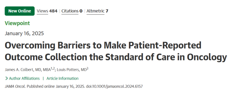 Overcoming Barriers to Make Patient-Reported Outcome Collection the Standard of Care in Oncology - JAMA Oncology