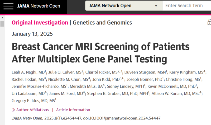 Leah Naghi: Breast Cancer MRI Screening of Patients After Multiplex Gene Panel Testing