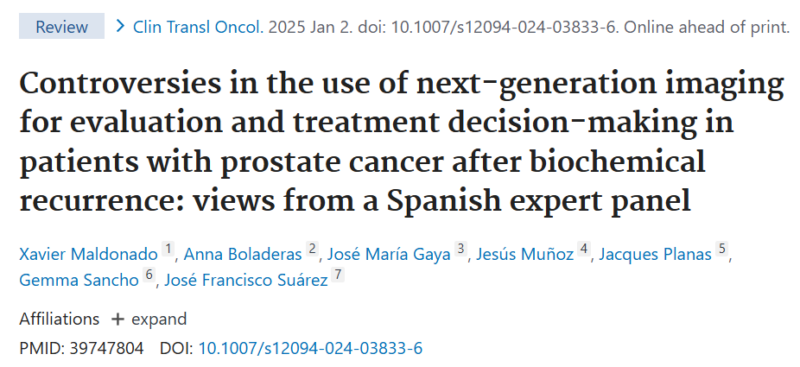 Next-generation imaging for evaluation in patients with prostate cancer after biochemical recurrence