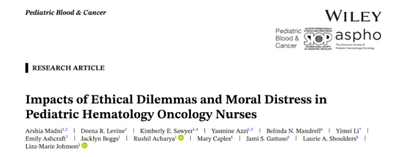 Liza-Marie Johnson: Moral distress and ethical needs in US-based pediatric hematology-oncology nurses