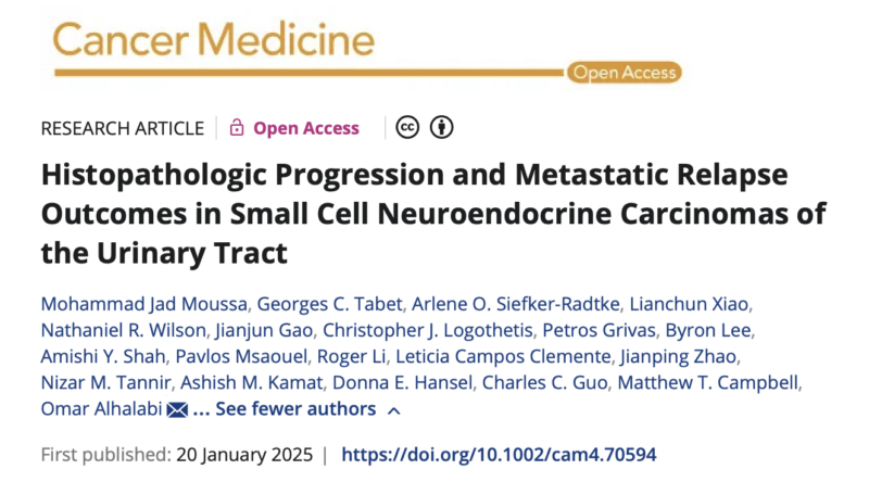 Omar Alhalabi: Our most recent article in small cell bladder cancer