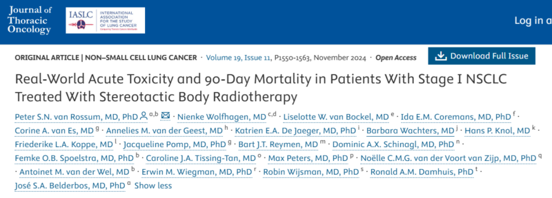 Acute Toxicity and 90-Day Mortality in Stage I NSCLC Patients Treated with SBRT - ESTRO