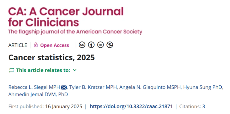 Pancreatic cancer remains the 3rd leading cause of cancer death in the US - CA: A Cancer Journal for Clinicians