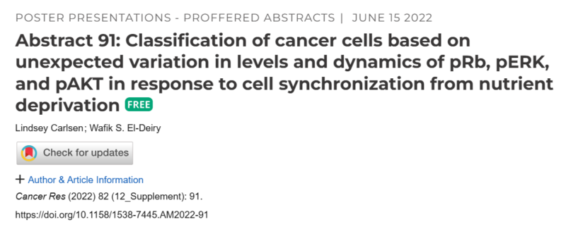 Wafik El-Deiry: Reminded of this work from a few years ago we presented at AACR