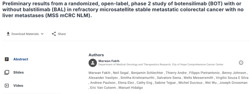 Benny Johnson: BOT/BAL in chemotherapy refractory MSS mCRC with no active liver metastases