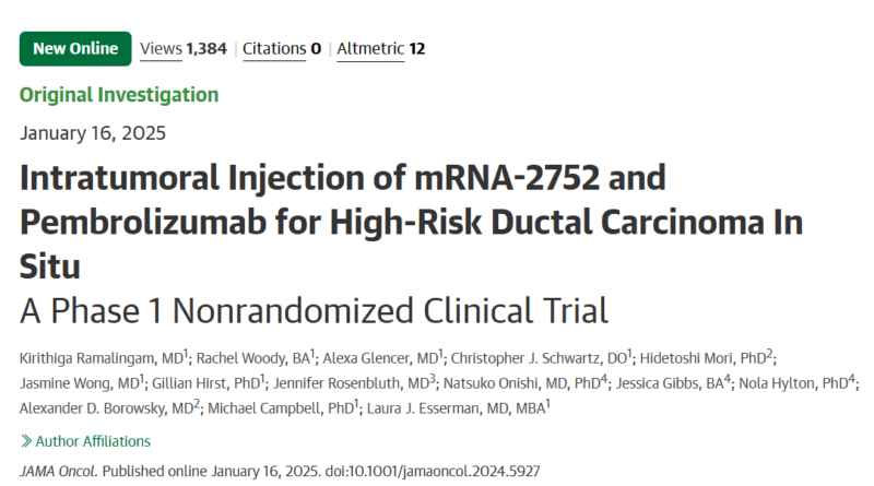 Paolo Cotzia: The safety and effectiveness of combining two intratumoral immunotherapies for treating high-risk DCIS