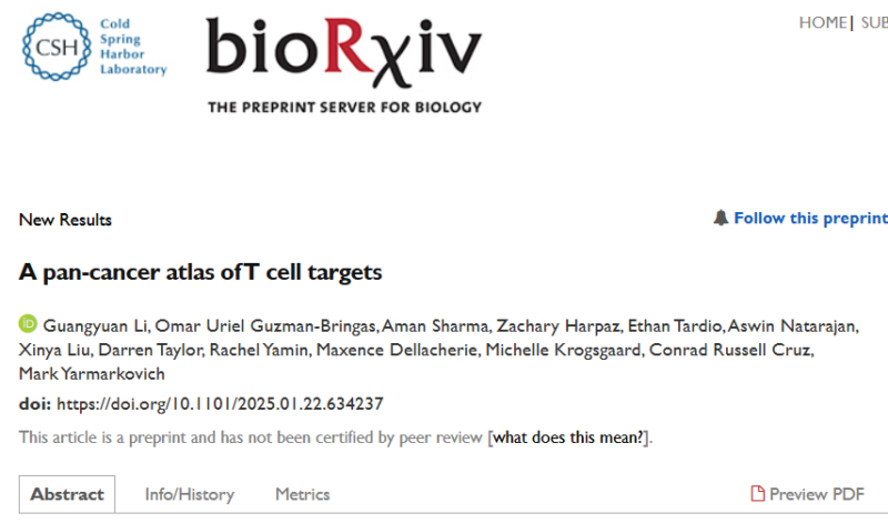 A pan-cancer atlas of T cell targets