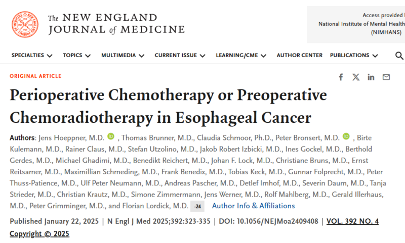 Perioperative chemo (FLOT) outperforms preop chemoradiotherapy for resectable esophageal adenocarcinoma