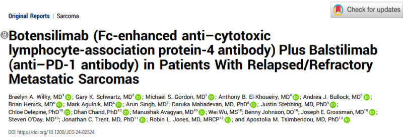 Justin Stebbing: Botensilimab Plus Balstilimab in Patients With Relapsed/Refractory Metastatic Sarcomas