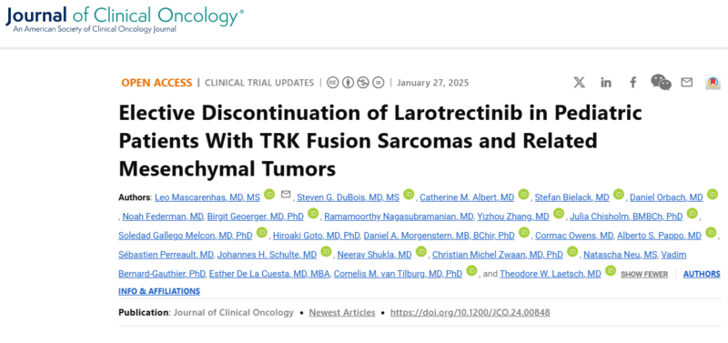 Leo Mascarenhas: Elective Discontinuation of Larotrectinib in Pediatric Patients with TRK Fusion Sarcomas