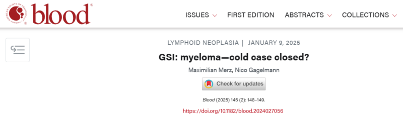 Nico Gagelmann: GSI: myeloma - cold case closed?