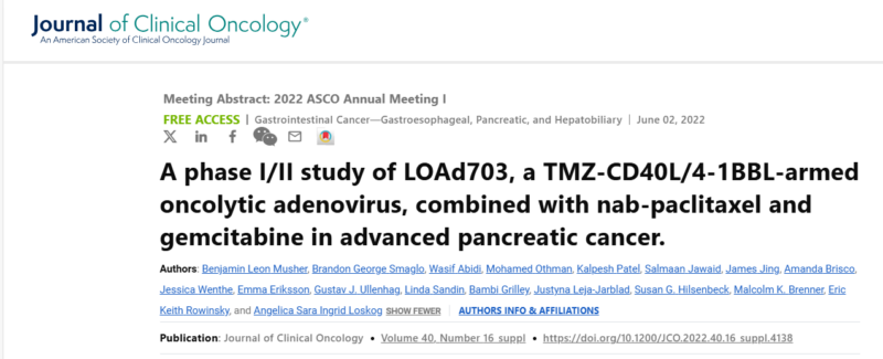 LOAd703 Received FDA Fast Track Designation for Pancreatic Cancer