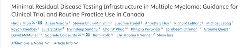 Hira Mian: Canadian consensus guidelines on MRD testing