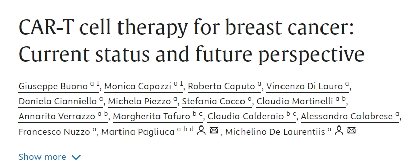 Giuseppe Buono: Current status and future perspective of CAR-T cell therapy for breast cancer