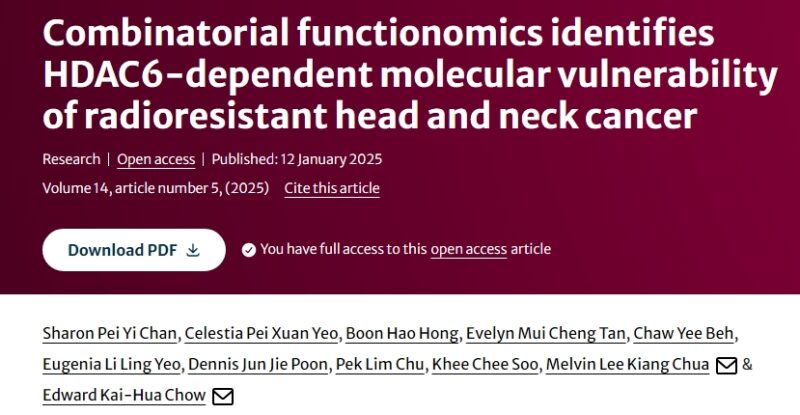 Melvin LK Chua: Chromatin-related adaptation for acquired Radioresistance in Head and Neck Cancer