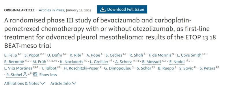 Bevacizumab and carboplatin-pemetrexed chemotherapy with/out atezolizumab for advanced pleural mesothelioma