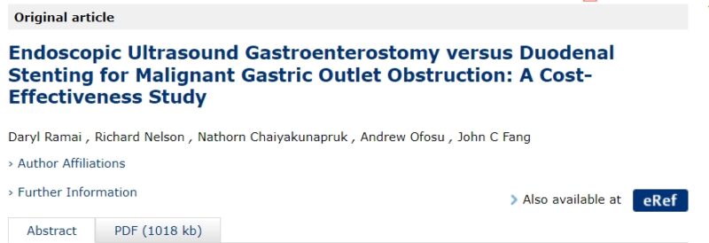 Endoscopic Ultrasound Gastroenterostomy versus Duodenal Stenting for Malignant GOO