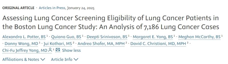 Jeff Yang: Assessing Lung Cancer Screening Eligibility of patients in the Boston Lung Cancer Study