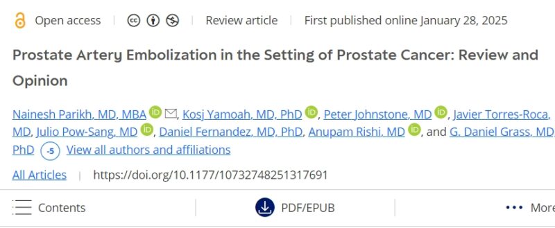 Prostate Artery Embolization in the Setting of Prostate Cancer