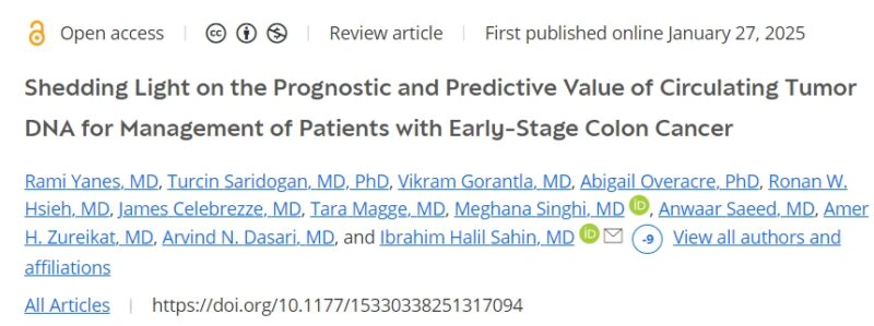 Ibrahim Halil Sahin: The role of ctDNA for the management of patients with early stage colon cancer