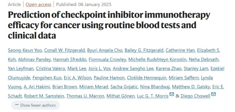 Hung Trinh: Prediction of checkpoint inhibitor immunotherapy efficacy for cancer using routine blood tests and clinical data