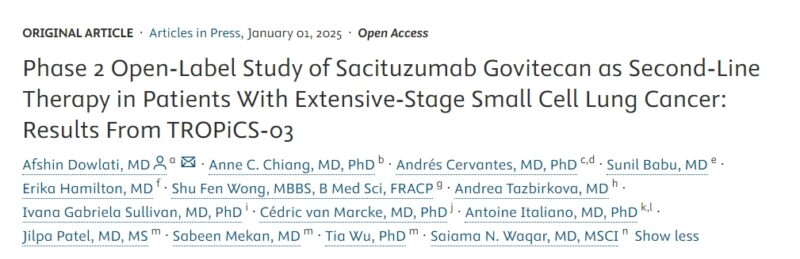 Aakash Desai: Sacituzumab govitecan continues to show promise as a 2-line treatment for extensive-stage SCLC