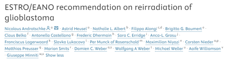 ESTRO/EANO recommendation on reirradiation of glioblastoma