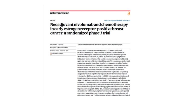 Giuseppe Curigliano: Neoadjuvant nivolumab and chemotherapy in early estrogen receptor-positive breast cancer