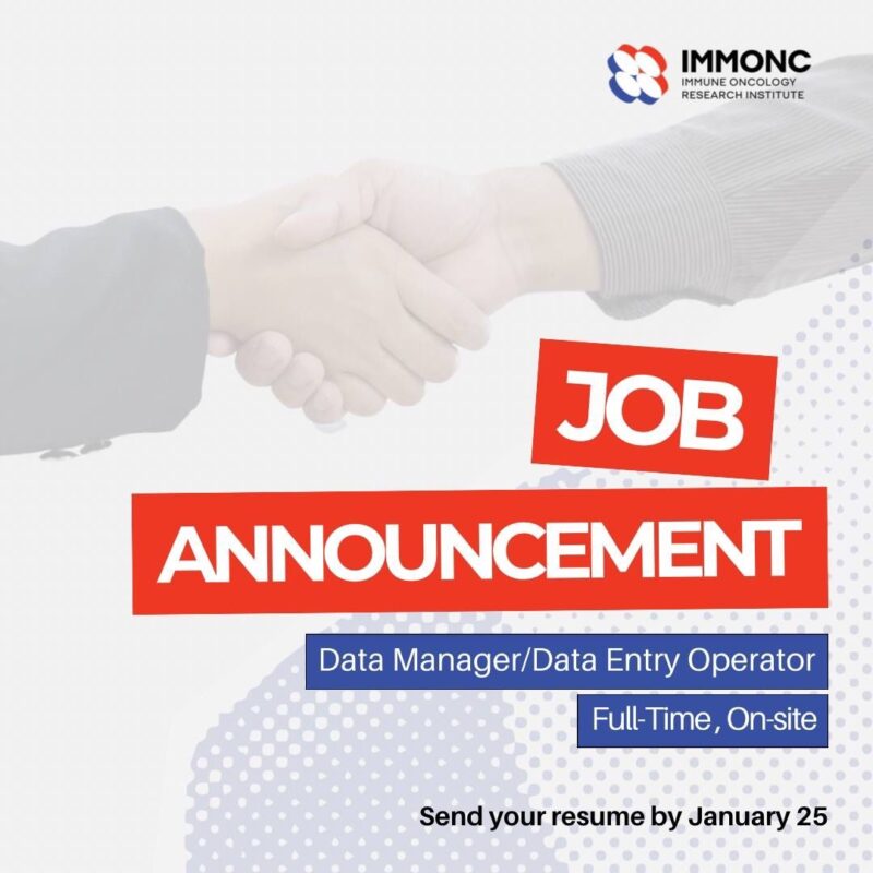 Join Immune Oncology Research Institute as a Data Manager/Data Entry Operator